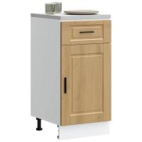 vidaXL Mueble bajo de cocina Porto madera contrachapada blanca en color Blanco/Gris hormigón/Blanco brillante y más | almacenamiento funcional diseño moderno para baño dormitorio sala - details 3