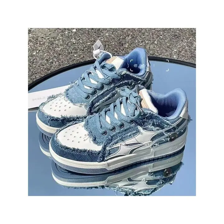 Zapatillas deportivas de cuero Blanco para helbres Estilo retro, Moda Estrella, monopatín - 1