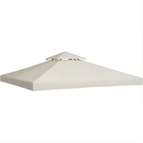 Cubierta de repuesto para toldo de cenador de doble parte superior - Poliéster impermeable 300D (blanco roto) - 1