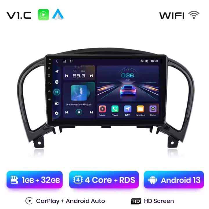 Junsun Android 13 Radio para Nissan Juke YF15 2010 2011 2012 2013 2014 de Coche con Chip Qualcomm de 8 Núcle de Coche con Chip Qualcomm de 8 Núcleos CarPlay Inalámbrico Autorradio Estéreo Pantalla HD Multimedia - 1