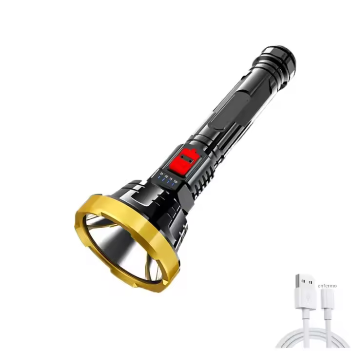 Linterna Táctica LED Recargable USB Con Pantalla De Energía Batería Integrada Luz Fuerte Resistente Al Agua Para Caza Y Camping - 1
