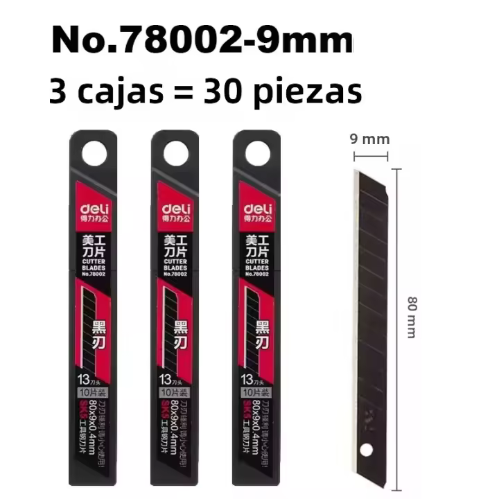 Deli Hojas De Cuchillo De Metal SK5 Para El Hogar Y La Escuela Suministros De Arte Y Manualidades Caja De Papel Herramienta De Corte 9mm 18mm Pack De 30/50/100 - 1