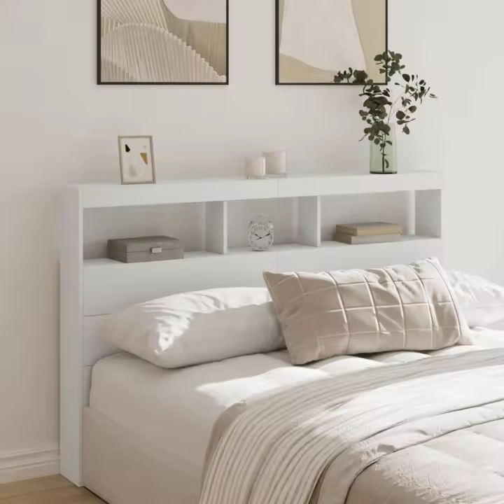 vidaXL Cabecero de cama con LED blanco 160x17x102 cm - 1