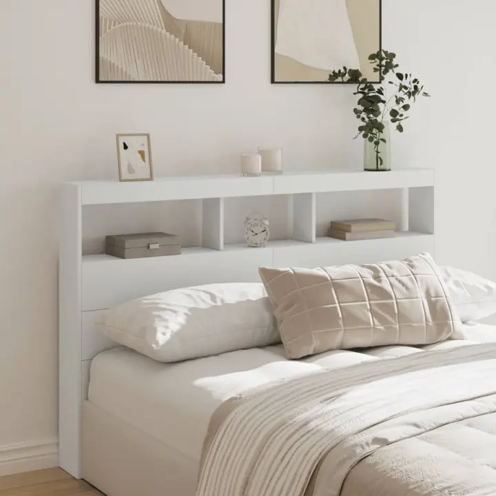 vidaXL Cabecero de cama con LED blanco 160x17x102 cm - 1