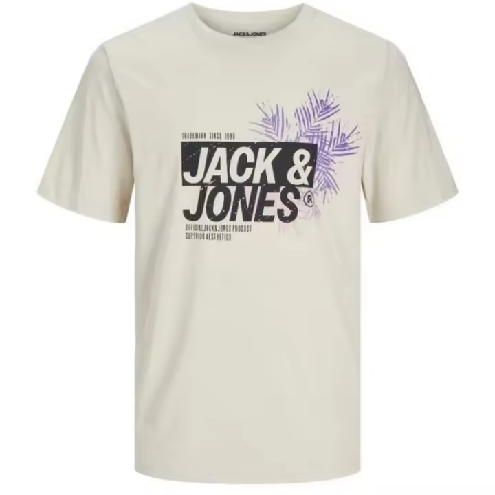 [Talla XXL] Jack & Jones Hombre Camiseta de Algodón Mod JJJAXON TEE CNECK  Color Moonbeam Moda Casual Informal Primavera Verano Ref 269390 - 1