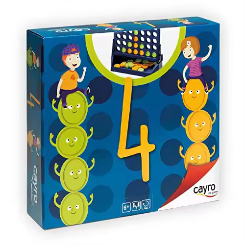 Cayro - Acierta 4 - + 6 Años - Modelo Vertical de 4 en Raya - Juego Divertido de Mesa - Niños y Adultos - con Fichas Verdes y Amarillas - 2 Jugadores - 1