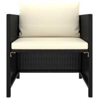 vidaXL Sofá de jardín con cojines ratán sintético Gris, Negro, Conjunto Terraza Muebles Jardín Exterior Juego de Muebles de jardín Mueble Jardín Exterior Muebles de Salon Exterior - details 1