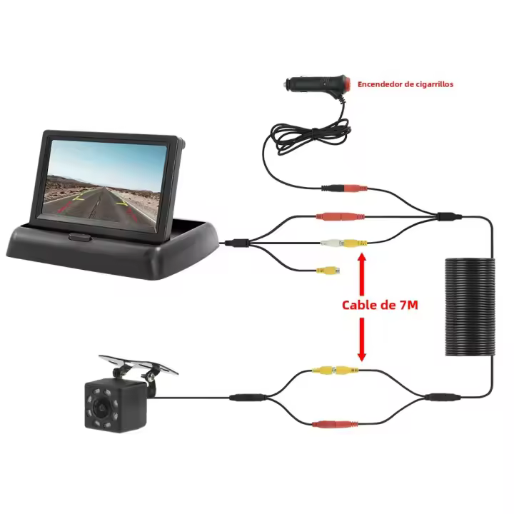 Monitor De Coche MJDOUD Con Cámara Trasera Pantalla TFT LCD HD De 4.3 Pulgadas Cámara De Apoyo LED Para Estacionamiento Fácil Instalación - 1