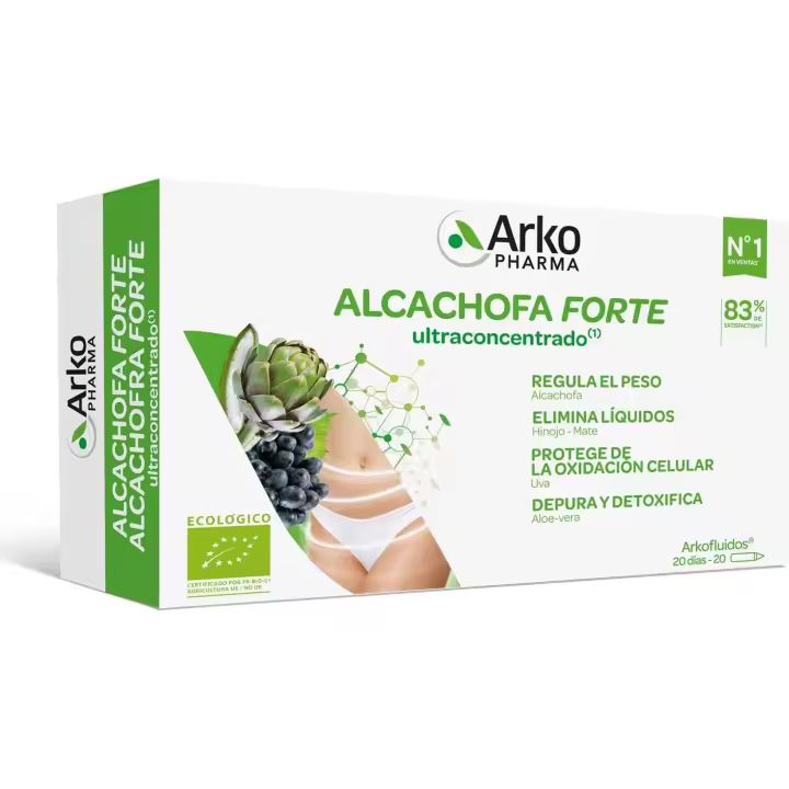 Arkopharma Arkofluido Alcachofa Forte BIO Más Aloe Vera 20 Ampollas, Eliminar Toxinas del Organismo Más Asesoramiento Nutricional, Complemento Alimenticio, 20 Unidades - 1
