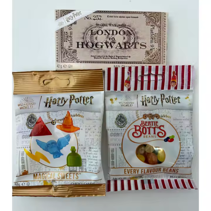 HARRY POTTER DULCES GOMINOLAS SABORES VARIOS Y BARRA DE CHOCOLATE - 1