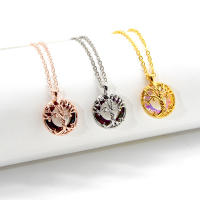 Collar De Árbol De La Vida Personalizado Con Colgante De Cristal Moda Bohemia Para Mujeres Adorno Circular De Zinc Aleación - details 3