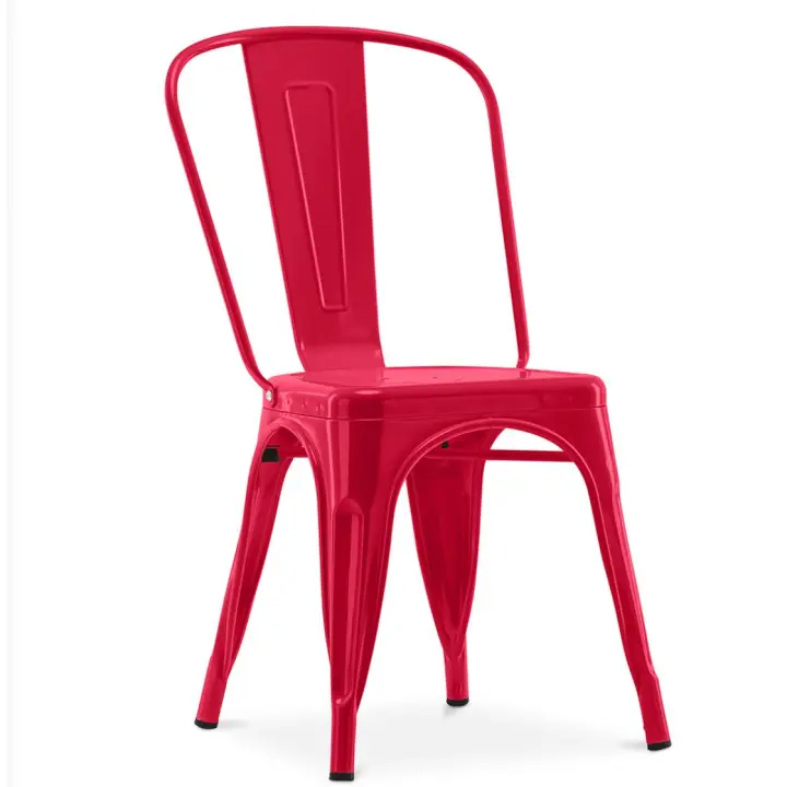 ORION91 Silla Acero BETA Rojo Apilable (84x45,5x52 cm) Estilo Industrial Convertible a Taburete Antideslizante Comedor Hostelería Oficina Salón Teletrabajo Cocina - SpazioLuzio - 1