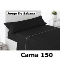Juego Sábanas negro para Cama De 150, 3 Piezas ,Sábana Bajera, Encimera, Funda de Almohada,microfibra 100% poliester,cm,fespu - details 0