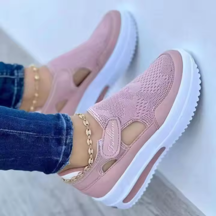 Zapatos Casuales Rojos Para Mujer Transpirables Y Moda Verano Sandalias Plataforma Zapatos Deportivos Nuevos Material Superior Mesh - 1