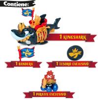 PIRATIX King Shark Golden Teeth – Tiburón articulado, con una jaula para capturar a los Piratix rivales. Contiene 1 tiburón, 1 Tesoro Exclusivo, 1 Piratix Exclusivo y 1 Accesorio - details 1