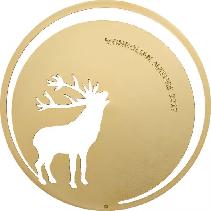 ROARING DEER Mongolian Nature Ciervo Rugente Moneda Plata 500 Togrog Mongolia 2017 - 1