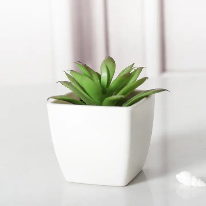 1PC Mini Suculentas Artificiales En Maceta Para Decoración De Escritorio Y Estante De Libros Oficina Planta De Silicona Para Exposición - 1