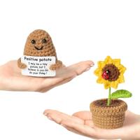 2PCS Mini Flores De Girasol Positivas Creativas Y Divertidas Hechas a Mano Para Decoración De Escritorio Regalos De Cumpleaños Hechas Con Textil Y Fibra - details 10