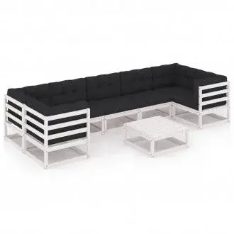 VIDAXL 3077310 conjunto de muebles modulares de jardín fabricados en madera color gris y blanco vida xl - 1