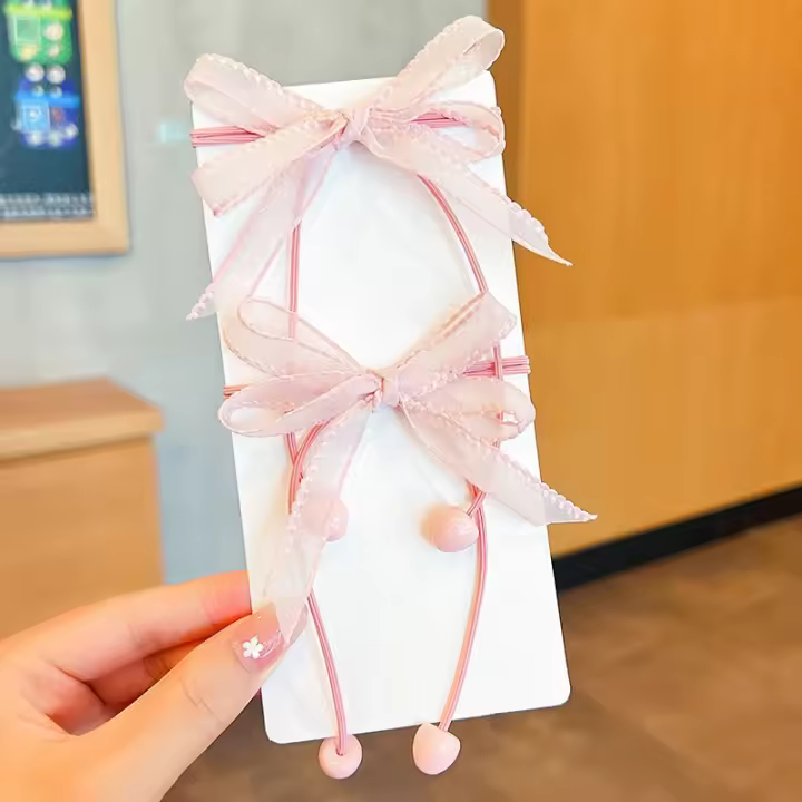 2PCS Accesorios Para El Cabello De Princesa Para Niñas Elásticos Y Lindos Cinta Para El Cabello De Polyester Adecuados Para Niños Niñas Bebés - 1