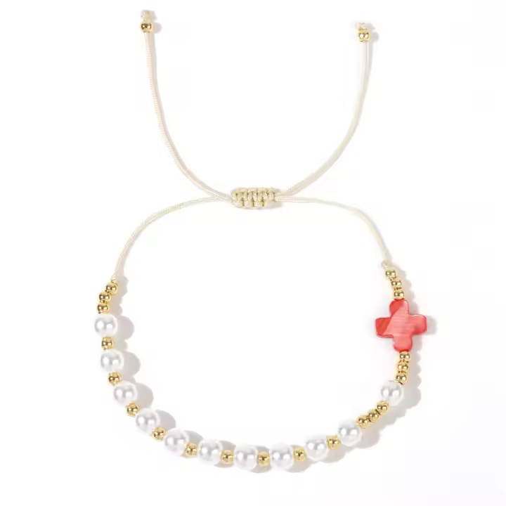 Pulsera De Perlas Imitación Y Cremallera De Moda Verano Para Mujer Con Plata De 18K Y Hebillas De Concha Colorida Regalo Ideal - 1
