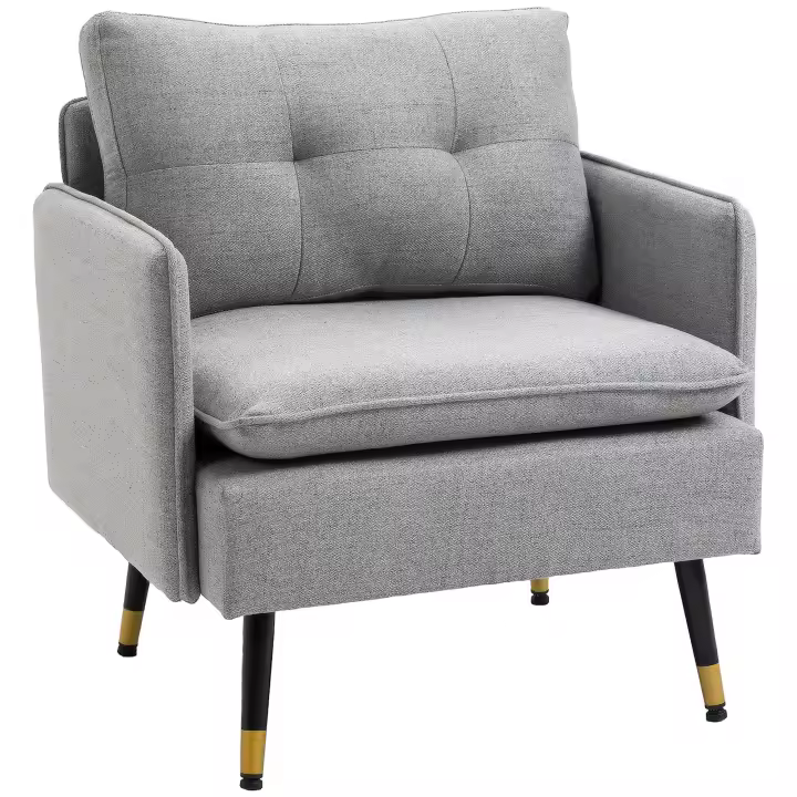 HOMCOM Butaca de Salón Sillón Relax con Reposabrazos Asiento Acolchado y Patas de Acero Sofá Individual de Moderno para Dormitorio 76x68x80 cm Azul Oscuro - 1