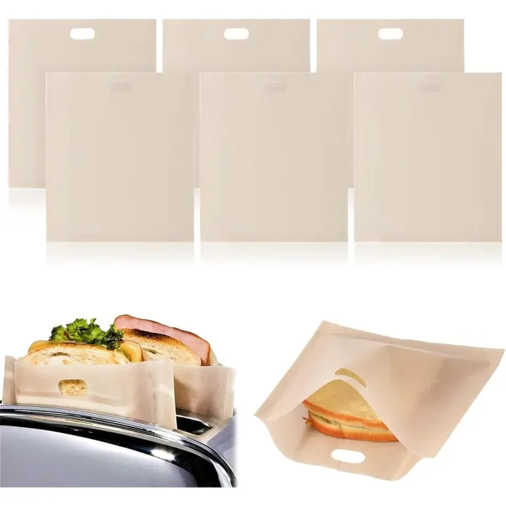 bolsas antiadherentes para tostadora, reutilizables y antiadherentes para sándwiches tostados. - 1
