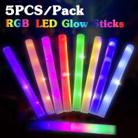 1-5pcs LED Foam Glow Sticks Batones De Brillo RGB Juguete De Luces Nocturnas Para Fiestas Y Bodas Suministros De Iluminación - details 0