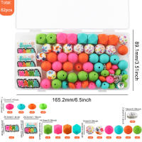 Nuevos 82Pcs/Box De Cuentas Redondas De Silicona Con Patrón Focal Para Kit De Pulseras Y Llaveros Accesorios Para Fabricación De Joyas - details 9