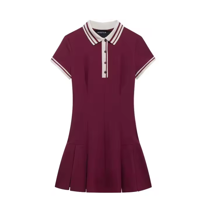 Vestido Preppy De Moda Para Mujer Polo Cuello Ribbed Contraste Botones Mini Vestido Estilo Clásico Primavera Verano Ropa - 1