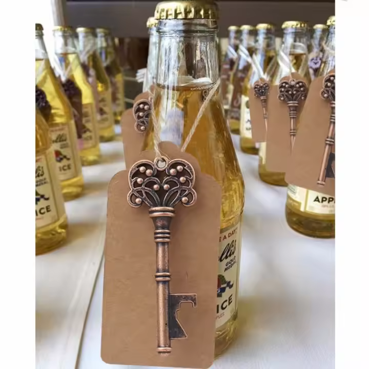Disok Lote 20 Llaveros Abrebotellas Bronce + Tarjeta - Detalles Bodas Hombres Prácticos Unisex Comuniones - 1