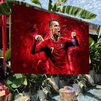 Bandeera Bohemia Colorida De Cristiano Ronaldo CR7 Para Decoración De Pared Interior Estilo Mandala Banner De Polyester Tamaño Variado - details 4