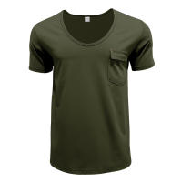 Camiseta De Verano Para Hombre Estilo Slim Fit Cuello U Color Sólido Casual Versátil Camisa Henry Manga Corta Moda 2025 - details 6
