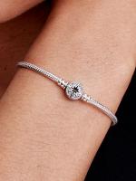 Pandora - Pulsera de Cadena de serpiente con Cierres de Estrella del Norte-Plata de Ley - details 0