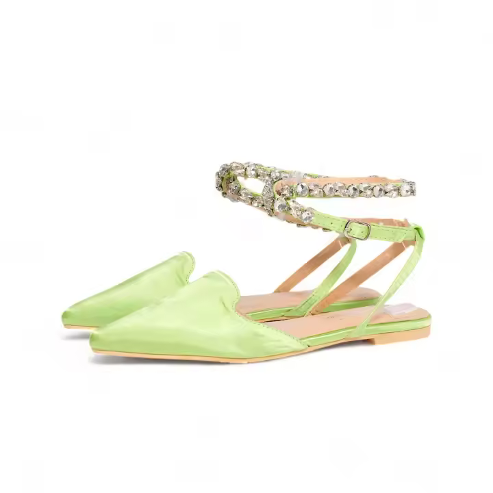 HLUNA - Bailarinas - Zapatos Planos - Cadena dorada - en Rosa Verde Negro 9117 - 1