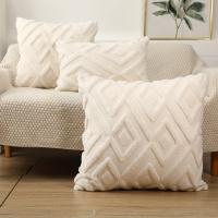 Funda De Cojín De Velours Blanco Crema Con Patrón De Copos De Nieve Suave Y Gruesa Decorativa Para Dormitorio Y Sala De Estar - details 1
