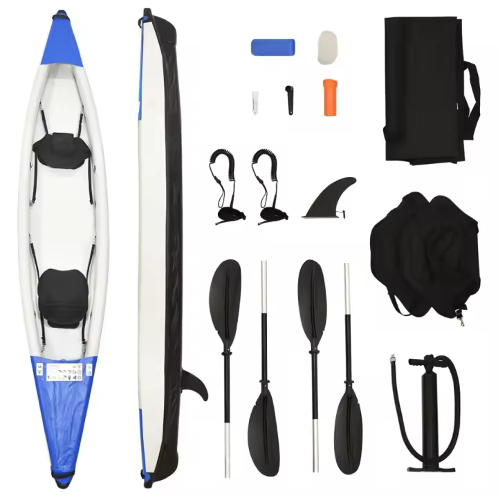vidaXL Kayak inflable poliéster 424x81x31 cm Color Azul,  Rojo, y mas - 1