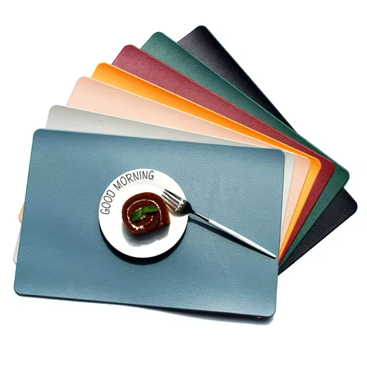 Mantel Individual De Cuero PVC Antideslizante Para Cocina Tapete De Mesa Aislante De Calor Coaster De Vaso Impermeable Para Tazas Y Bollos Decoración Del Hogar - 1