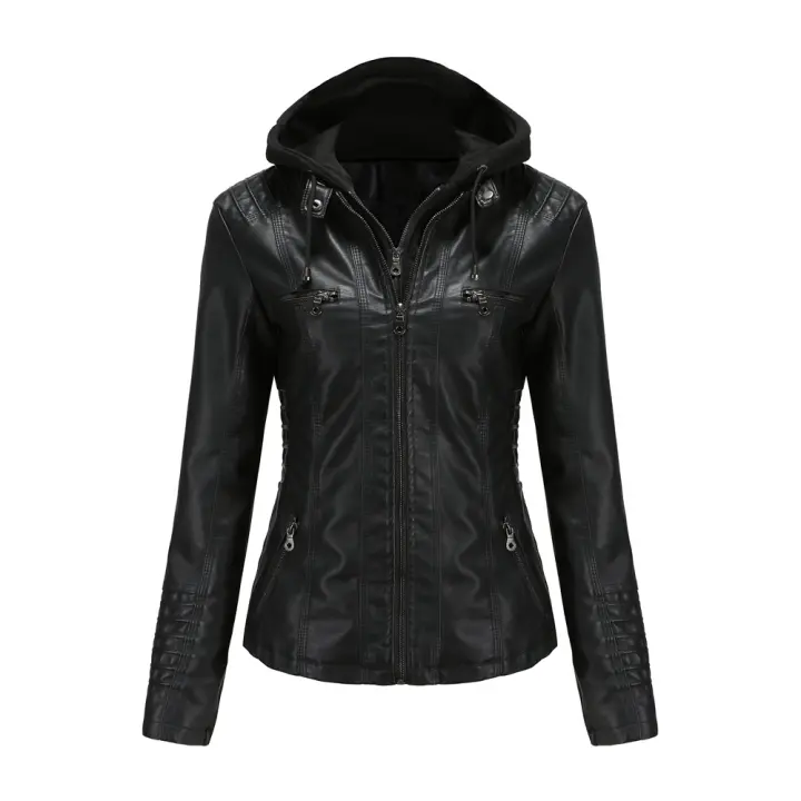 Women's Jackets Fashion Faux Leather Jackets Motorcycle Bomber Jackets Fashion PU Jackets Outerwear negro - 1