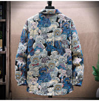 Chaqueta De Manchas De Oso Teddy Para Hombre 3/4 Manga Largo Estilo Casual Cierre Simple Malla Interior Material Poliéster Viscosa Algodón - details 2