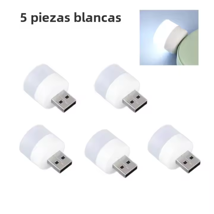 Luz De Noche LED Mini USB 5V Protección Ocular Super Brillante 5 Piezas Luz De Libro Para Computadora Y Móvil Recargable - 1