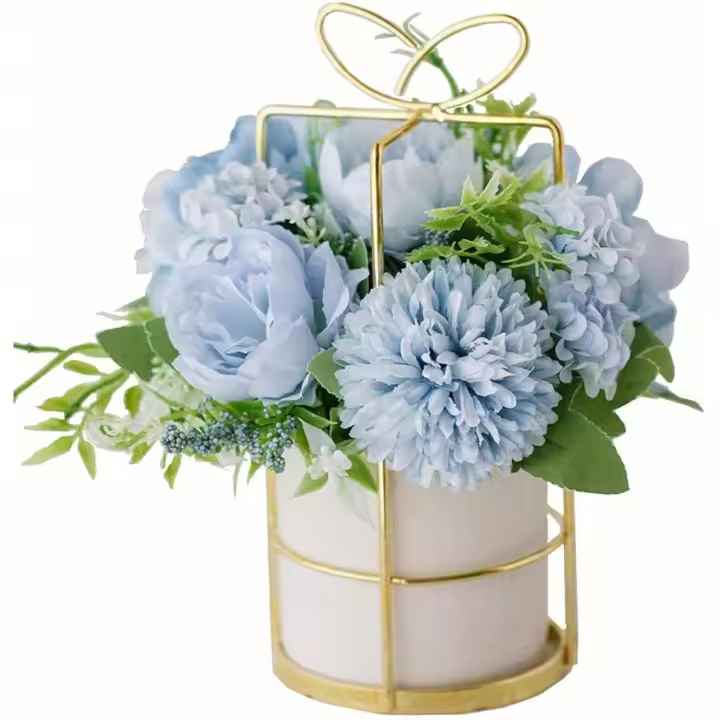 Planta de flores artificiales, arte floral, pequeña maceta, decoración de escritorio para sala de estar, muebles de interior para el hogar, 3 colores opcionales - 1