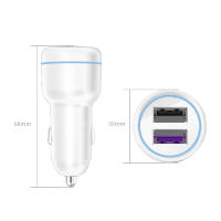TEMCO  Cargador de Coche con 2 USB con O sin Cable Lighiting, Quick Charge 3.0 5A Compatible con Samsung (AFC), Oppo, Oneplus (VOOC). Opcional con cable Tipo C AFC, VOOC, Cargador Con luz LED,  Carga Super Rápida en Tu Viaje - details 1