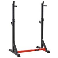HOMCOM Soporte Ajustable para Barras de Pesas Estante Soporte Multifuncional para Ejercicios en Hogar y Oficina Carga 150 kg Altura Regulable de 121-171 cm Negro y Rojo - details 0