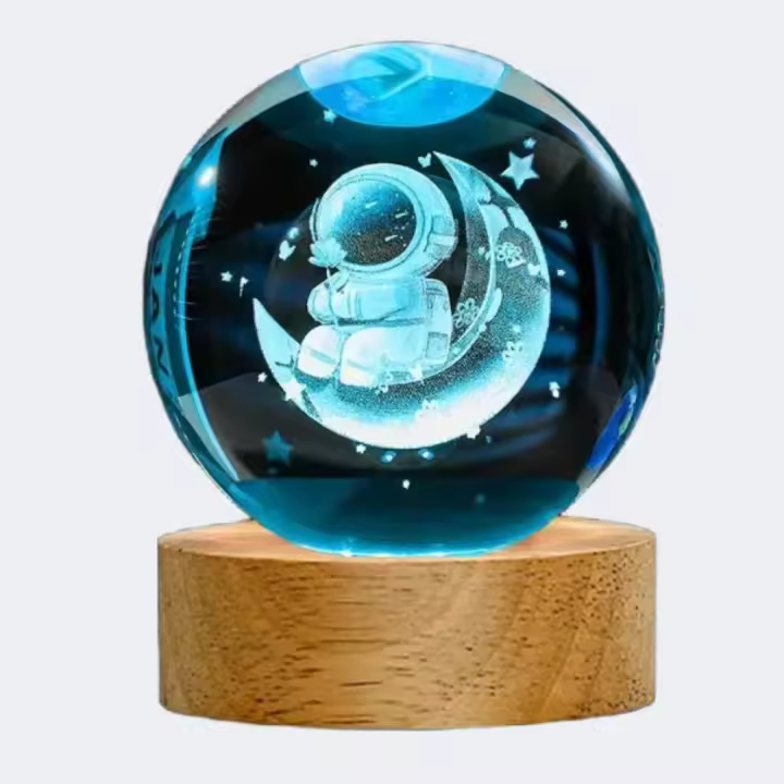 Bola De Cristal Con Láser 3D Y Luz Colorida Astronauta Regalo Perfecto Para Hija Madre Amiga Decoración Para Sala De Estar Dormitorio - 1