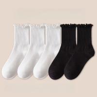 Calcetines Para Mujer 5 Pares En Unidad Ruffle Middle Tube Calcetines Cortos Transpirables Negros Blancos Para Primavera Otoño - details 5