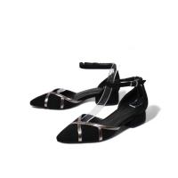 HLUNA Zapatos planos de mujer de Terciopelo con decoración dorada talón cerrado con pulsera al tobillo YZ24-030 - details 2