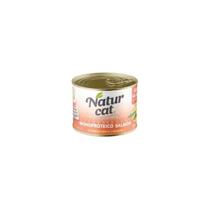 6 LATAS NATURCAT MONOPROTEICO SALMON PARA GATOS | Comida Húmeda para Gatos Adultos | Ingredientes Naturales y Sin Cereales - 1