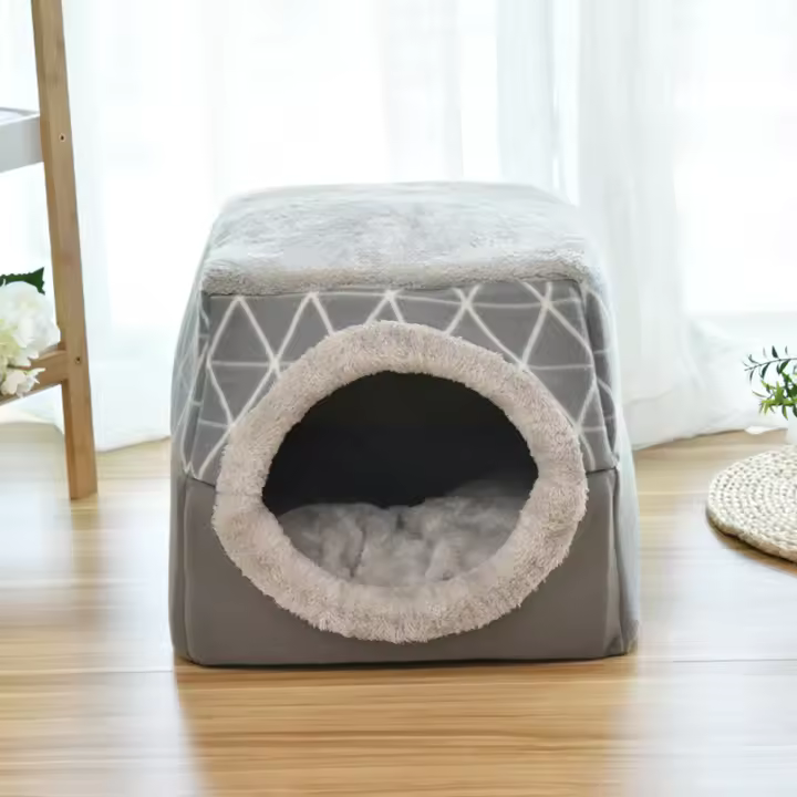 Cama De Gato Caliente Suave Para Invierno Tamaño L/XL Color Café/Negro/Cafee Adecuada Para Gatos Pequeños Perros Chicos Y Puppies Uso Dual Nido Cómodo Para Interior Y Exterior - 1
