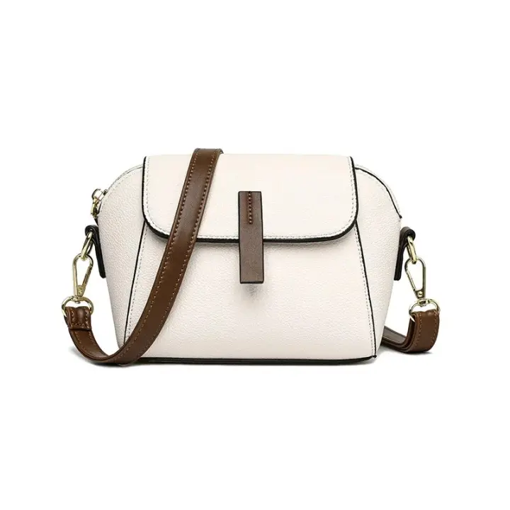 Bolso De Hombre Casual En Cuero PU Para Mujer Color Sólida Bolso Cruzado Con Cierre De Cerrojo Y Cremallera - 1